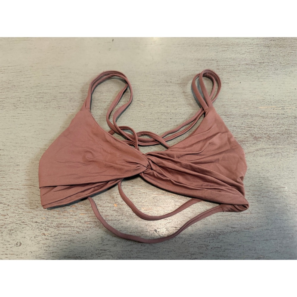 L*Space Womens Small Mauve Brown Twist Front Strappy Back Bikini Top NWOT